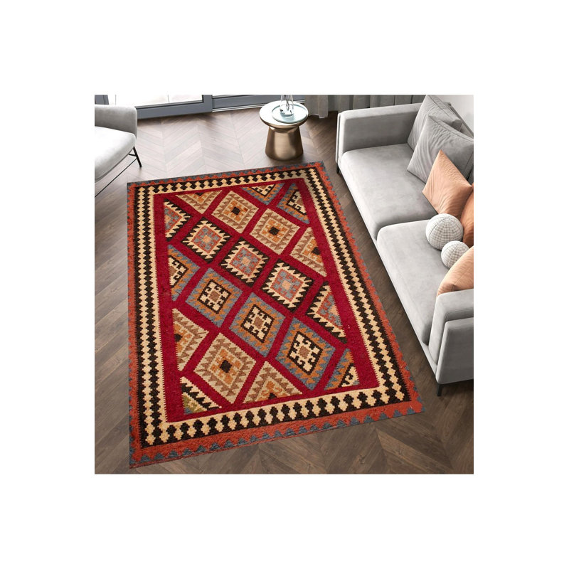 Tapis décoratif orange lavable à la machine, Tapis de couloir 4 pi 11 po x 9 pi 10 po inclus