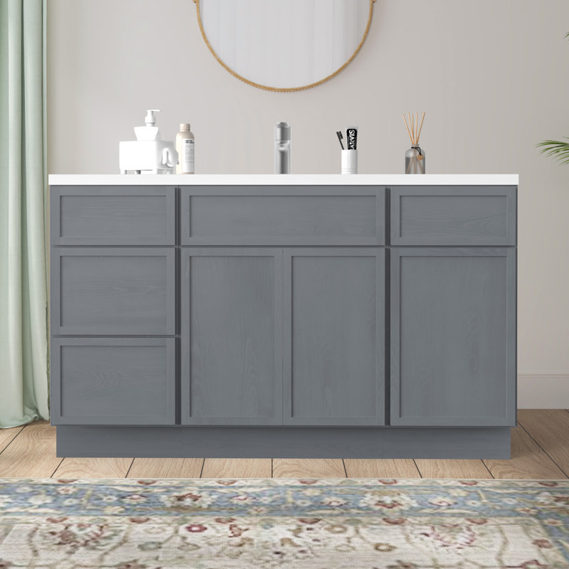 Base de meuble-lavabo simple 54 po seulement, Argent argent