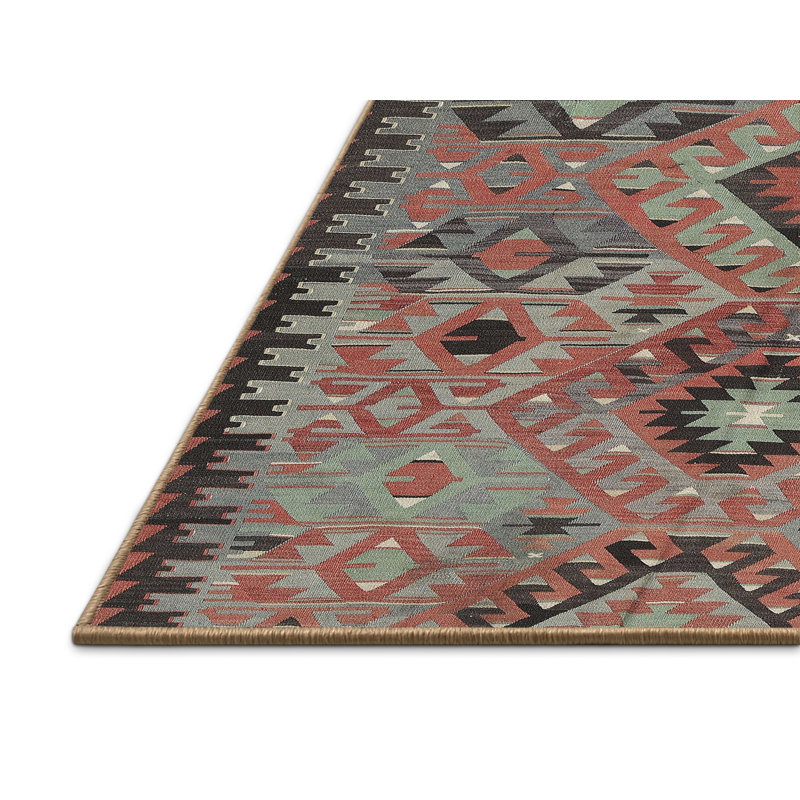 Tapis brun/gris/bleu traditionnel, Rectangle 4 pi x 6 pi