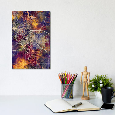 Iowa City Map II by Michael Tompsett - 1 Piece Wrapped Canvas Wall Art