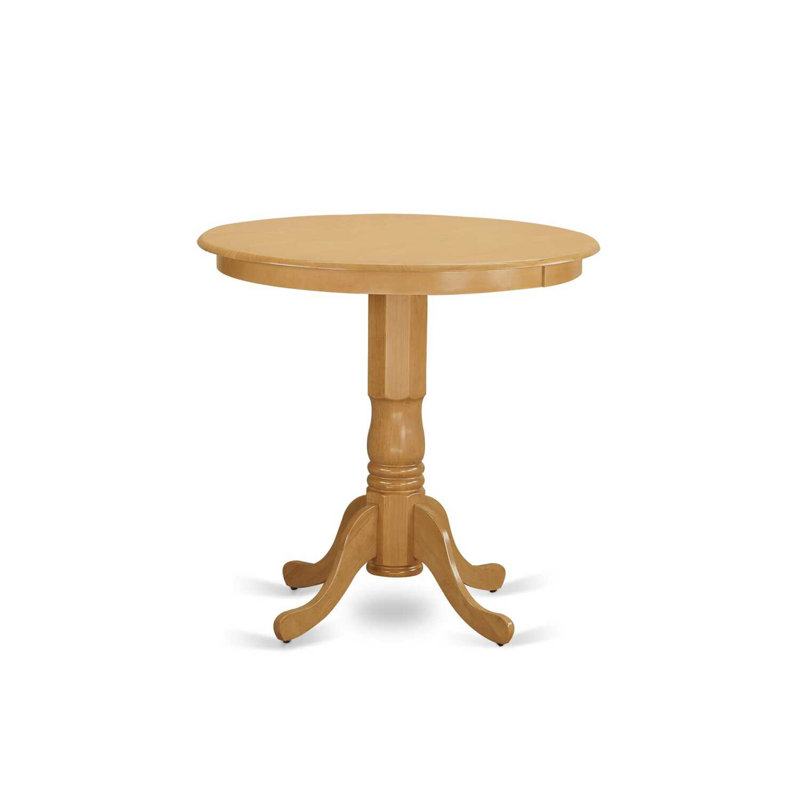 3 Piece Counter Height Dining Set for Small Spaces Contains a Round Wooden Table with Pedestal and 2, Wooden