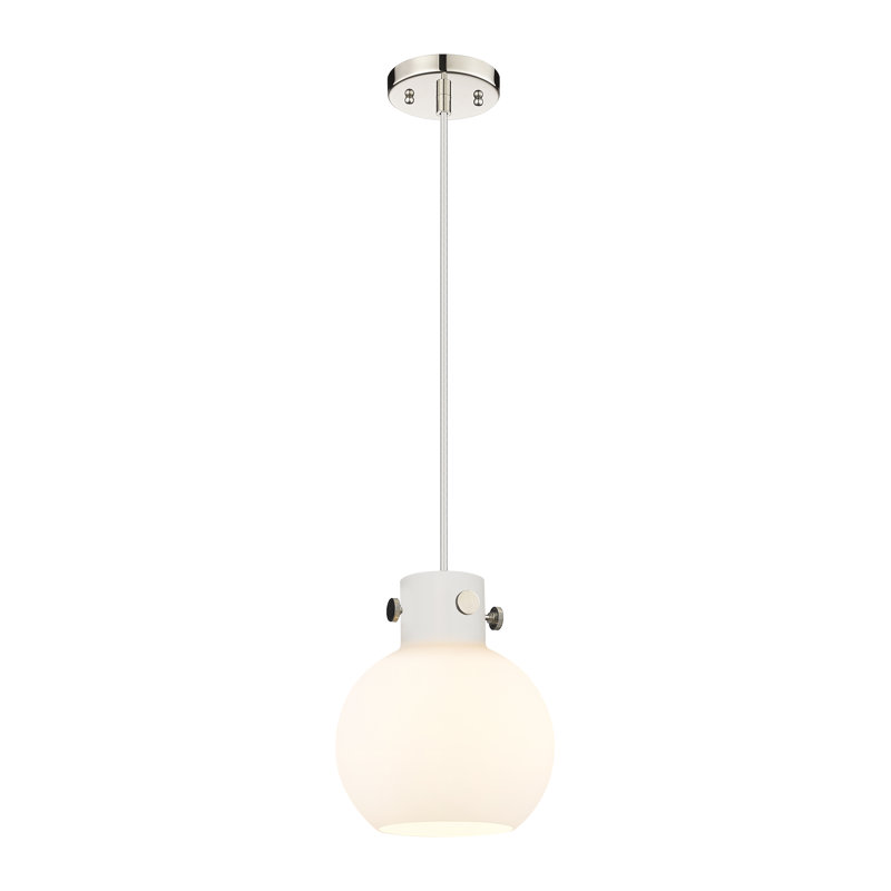 Luminaire suspendu à cordon 1 lumière 10 po Lantz, H 9,13 po x l 8 po x P 8 po, Transparent, Nickel poli