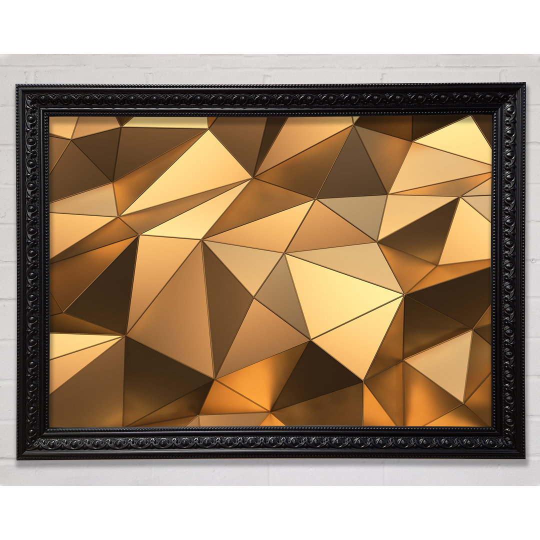 Gerahmter Kunstdruck Gold Geometric Triangles Shining