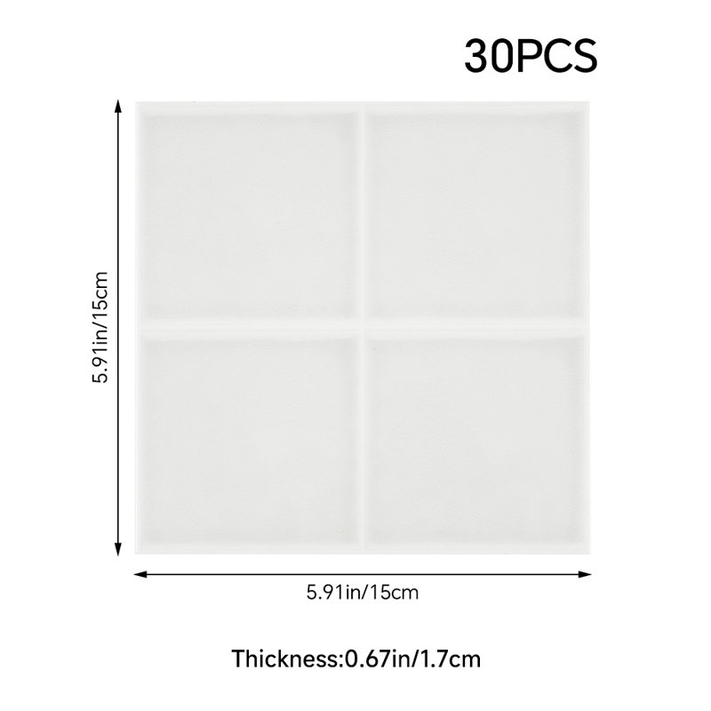 30Pcs Self-Adhesive Thick Wall Tile Stickers, Light Grey