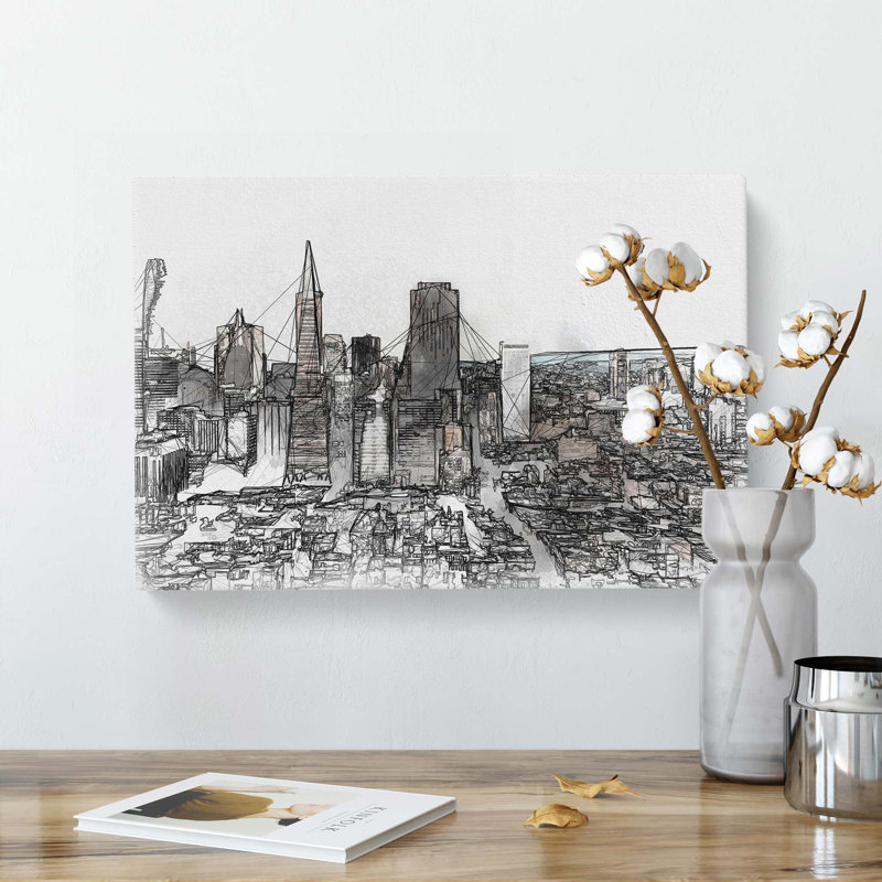 Sketch Of San Francisco In Abstract - Wrapped Canvas, 35cm H x 50cm W x 3cm D