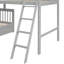 Lit superposé simple au dessus d'un lit double en L avec 3 tiroirs, échelle et escalier-439213617