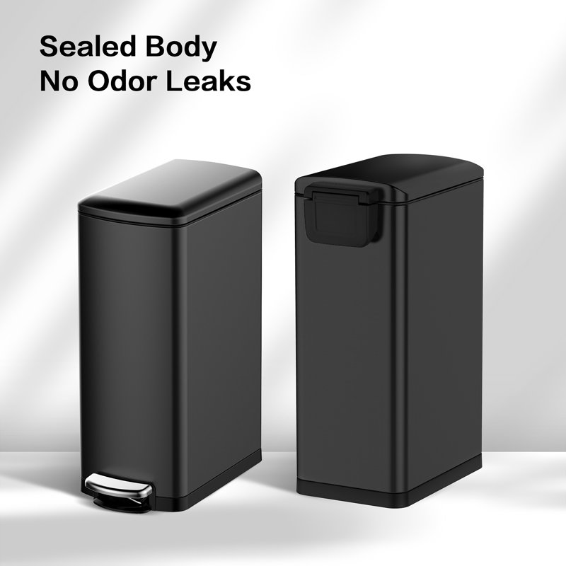 Poubelle à pédale 8 gallons / 30L avec couvercle à fermeture douce et seau intérieur, Noir