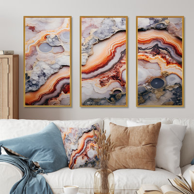 «Beige et pêche», Geode Simplicity - ensemble d'art mural sur toile en géode de pierre