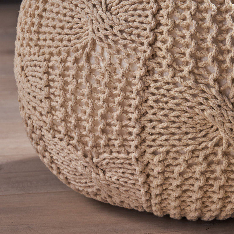 Pouf rond en coton Bordeaux, beige, Beige