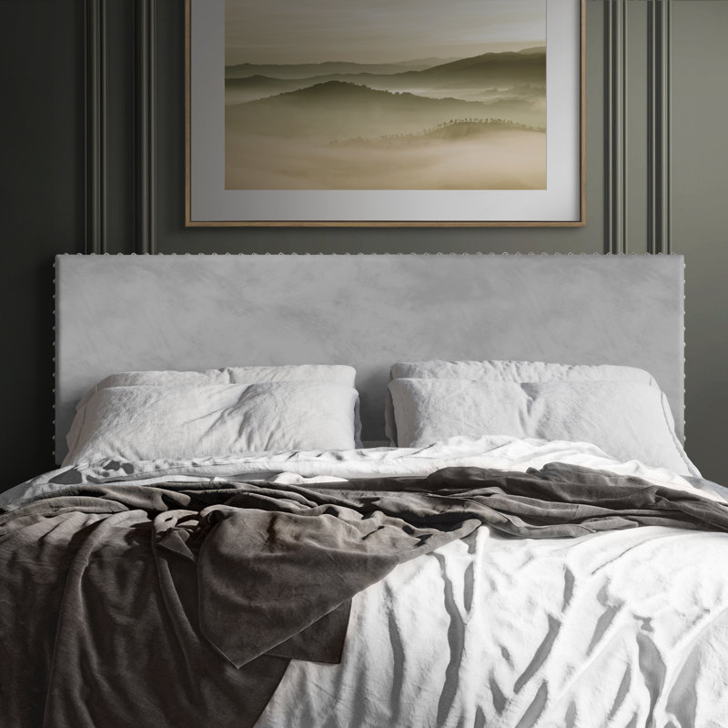 Tête de lit tapissier Haawa, Double, Velours gris argenté