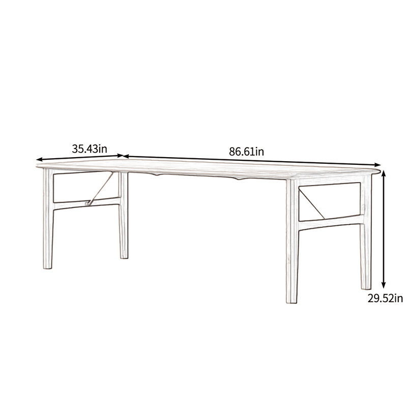 Solid wood light luxury dining table, 29.52"H x 86.61"L x 35.43"W