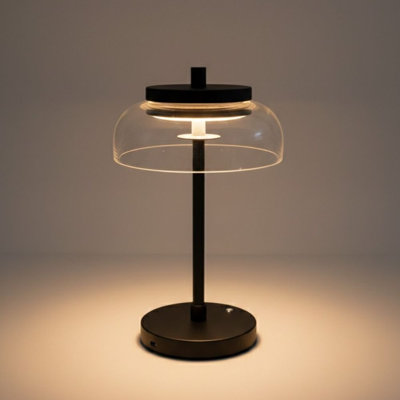 Lampe de table moderne à DEL avec abat-jour en verre Vinaura