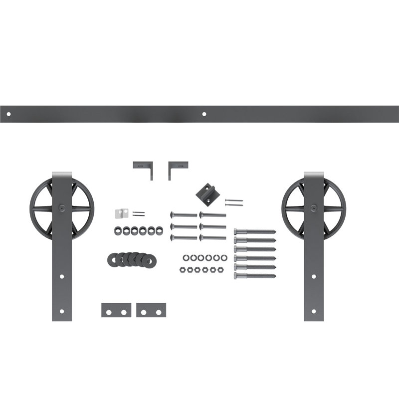 Ensemble de quincaillerie pour porte de grange standard Premium, Argent métallique, 64 po