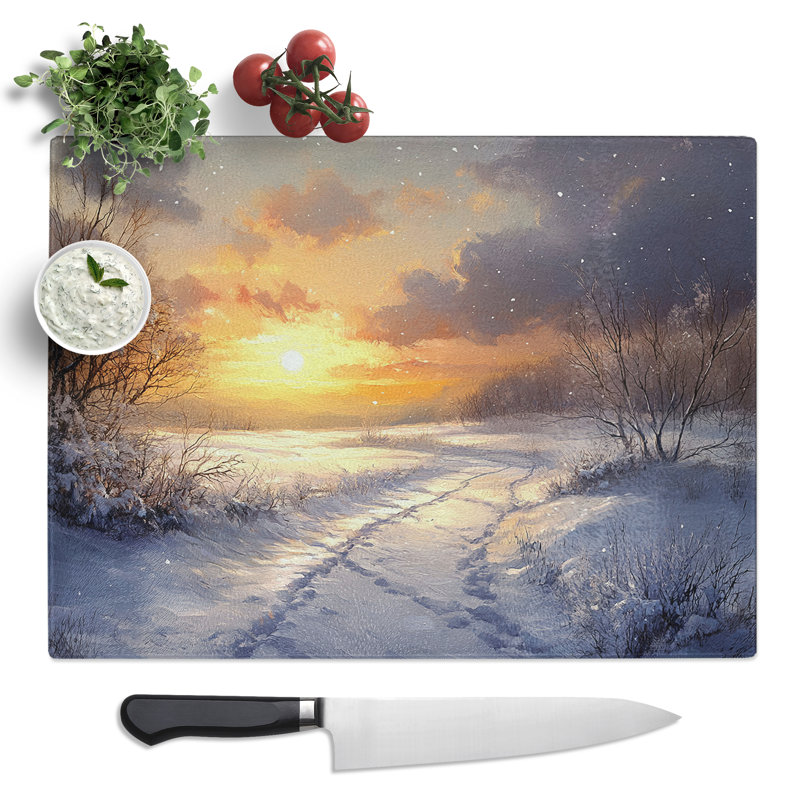 Winter Sunrise  Glass Chopping Board