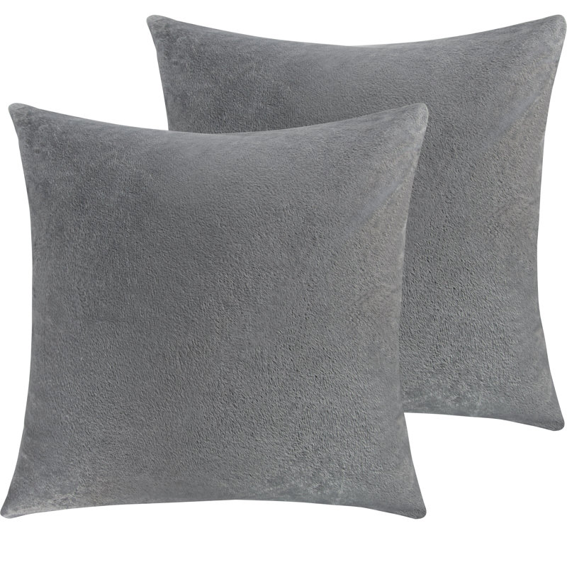 Housse de coussin carré à fermeture à glissière, housse en velours de luxe, très douce - NTBAY, gris