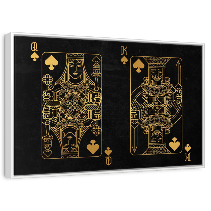 Roi et reine de pique, Cadre flottant blanc, 13 po x 9 po