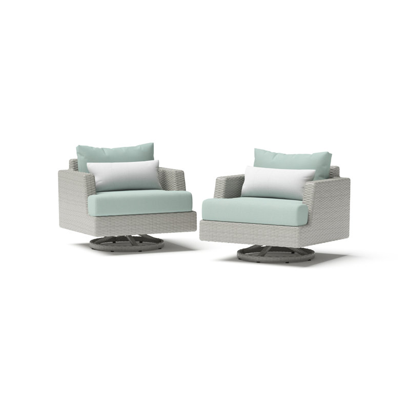 Chaises longues pivotantes en osier Ehrenfried, Toile spa Sunbrella®