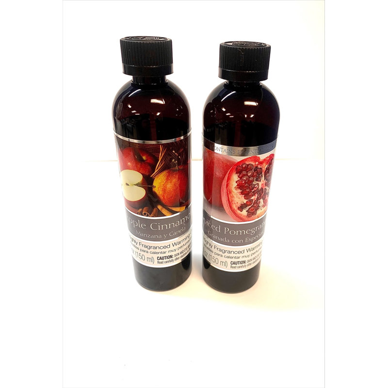 Hosley Set of 2 Assorted Fragrance Warming Oils 5oz Each-Spiced Pomegranate & Apple Cinnamon. Ideal for Spa Meditation Bathroom Wellness Gift