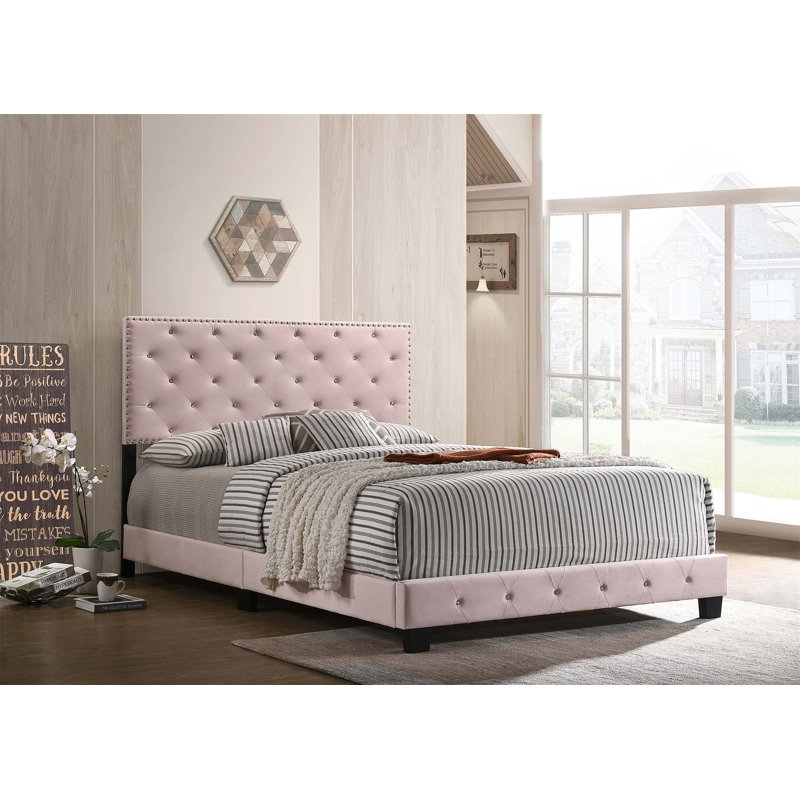 Anjelo Upholstered Standard Bed, Full, Pink