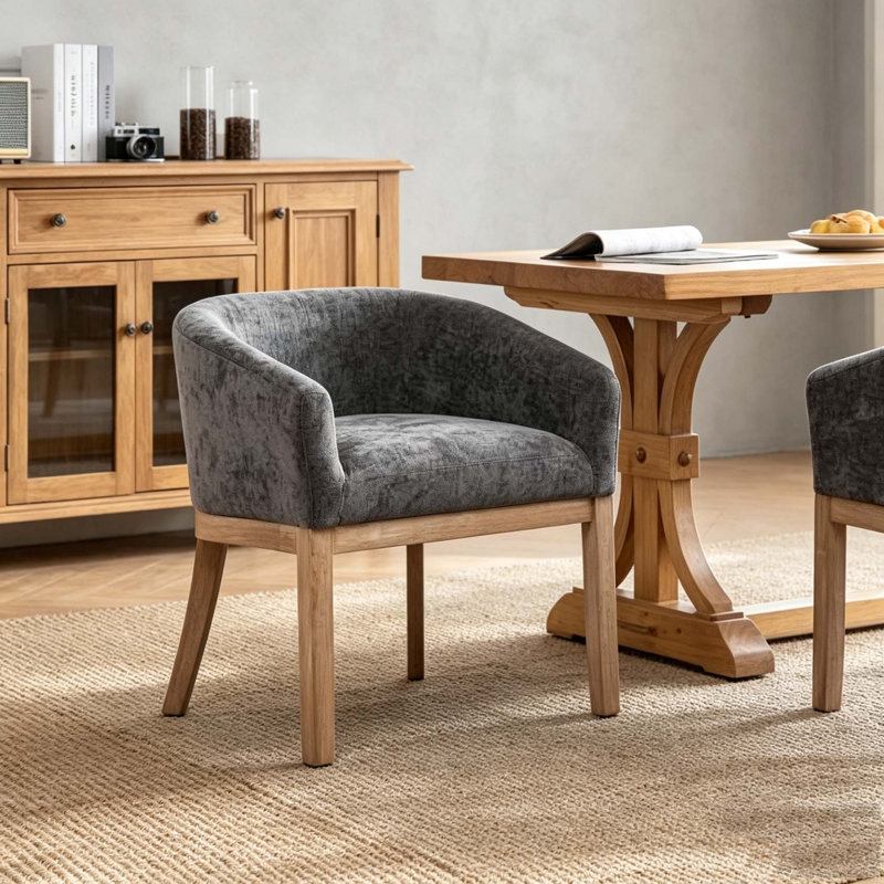 Modern Upholstered Barrel Dining Chairs, Gray