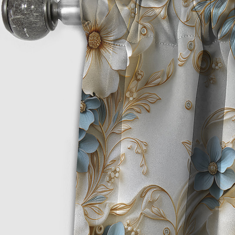 Rideau occultant en marbre doré blanc et bleu Elegance I - 1 panneaux, L 52 po x L 95 po