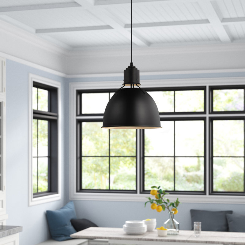 Arbogast 1-Light Dimmable Metal Dome Pendant, Midnight Black