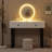 Vanity Desk with Round Mirror, Adjustable Lighting, 2 Drawers, Small Makeup Table for Bedroom & Dorm
