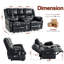 Causeuse inclinable électrique en cuir synthétique 67 po avec chaleur et massage, console de rangement et ports Type-C-2110831201