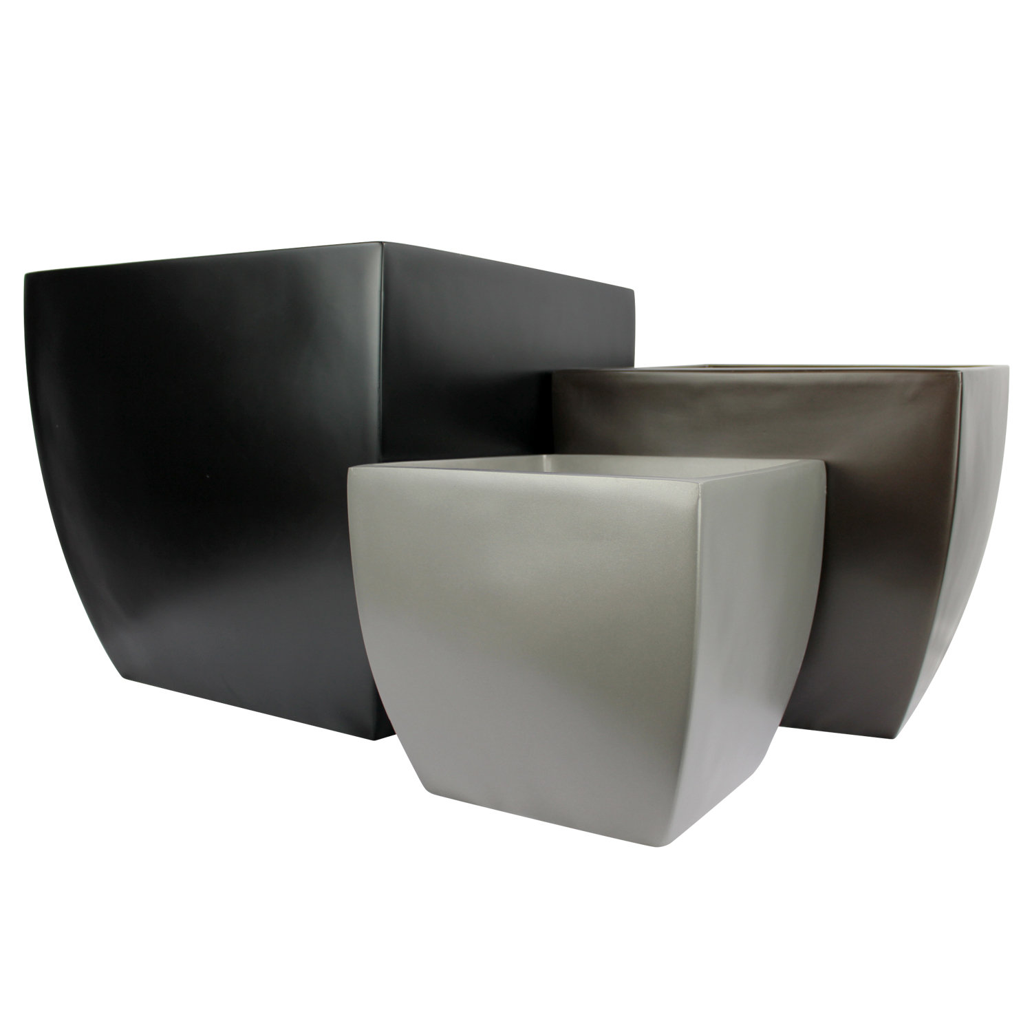 20" Pot Planter, Black, 18.5" H x 20" W x 20" D