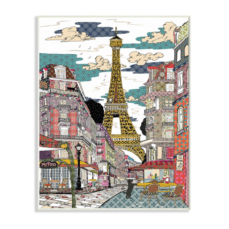 Christifère Christifer, patchwork de Paris, Bois, H 15 po x l 10 po x P 0,5 po
