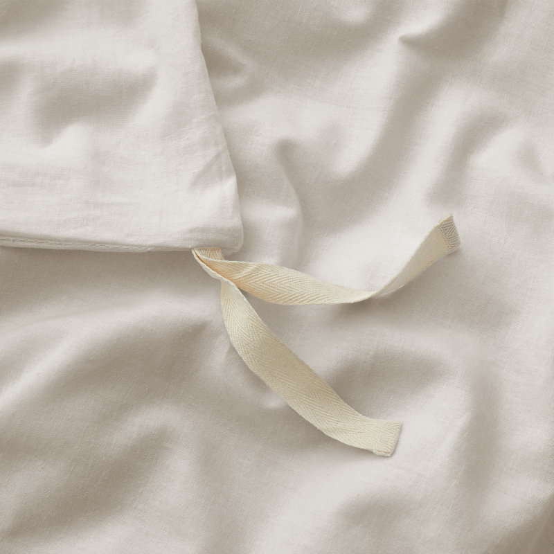 Beige Twin Linen and Cotton Duvet Cover Set