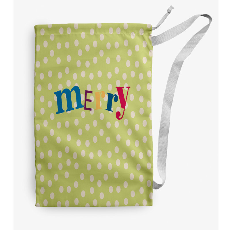 Sac à linge Merry Dot Christmas, Moyen (H 36 po x l 28 po), Vert