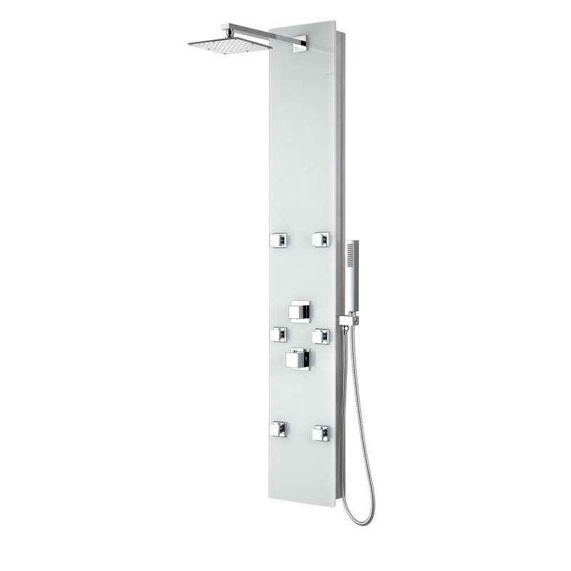 Rhaus 60'' White Tempered Glass Shower Panel with Jets