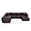 Ensemble de canapé modulaire en forme de L de 132,5 po, canapé modulaire 5 places rembourré en similicuir avec conception touffetée à la main pure, 1 repose-pieds et 5 coussins, combinaison multiple pour le salon
