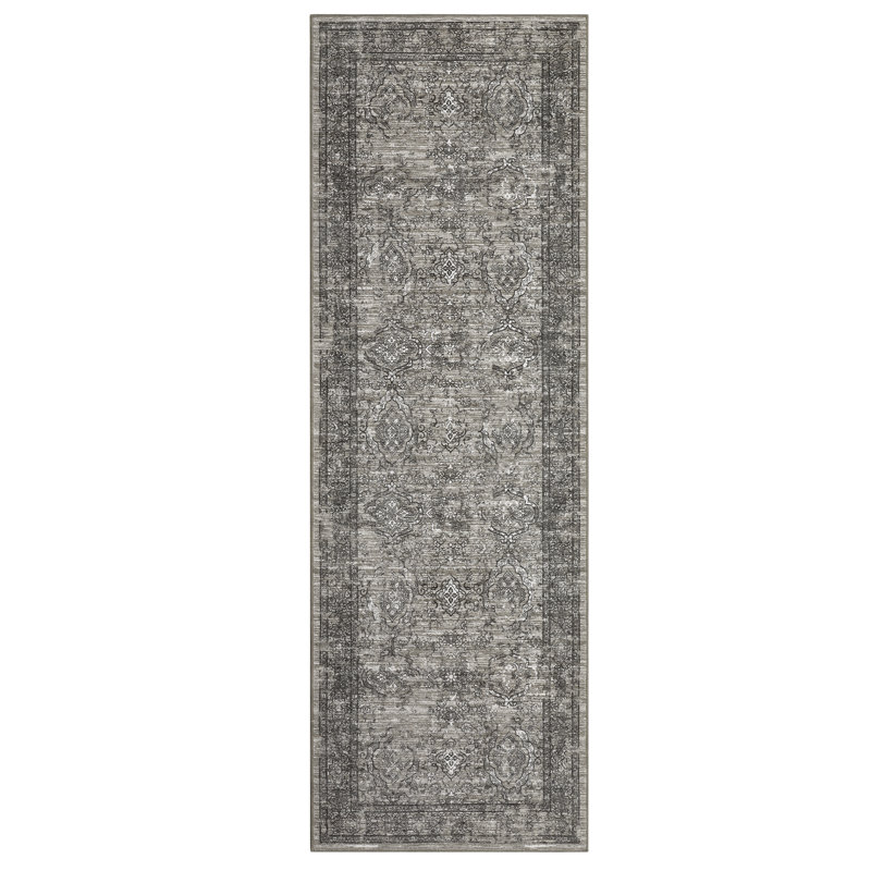 Non Slip Vintage Floral Floor Cover Non-Slip Thin Soft Retro Carpet Foldable Low-Pile Distressed Throw Rug for Dining Room Living Room Home Nursery