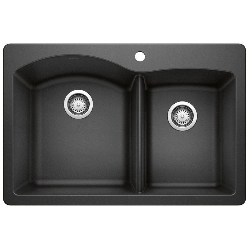 Diamond SILGRANIT 33" L x 22" W Double Bowl Drop-in/Undermount Kitchen Sink, Anthracite