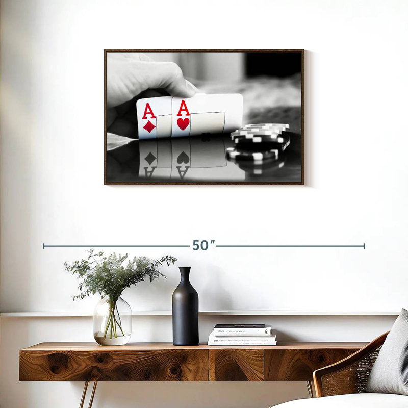 Poker Aces, Cadre flottant noyer, 31 po x 21 po