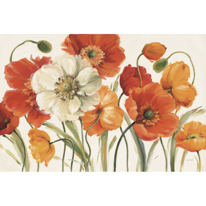 «Poppies Melody I Light Crop» par Lisa Audit - impression sur toile tendue, H 20 po x l 30 po