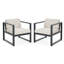  Ensemble de 2 chaises club d'extérieur en aluminium avec cadre résistant aux intempéries Navan, noir et beige