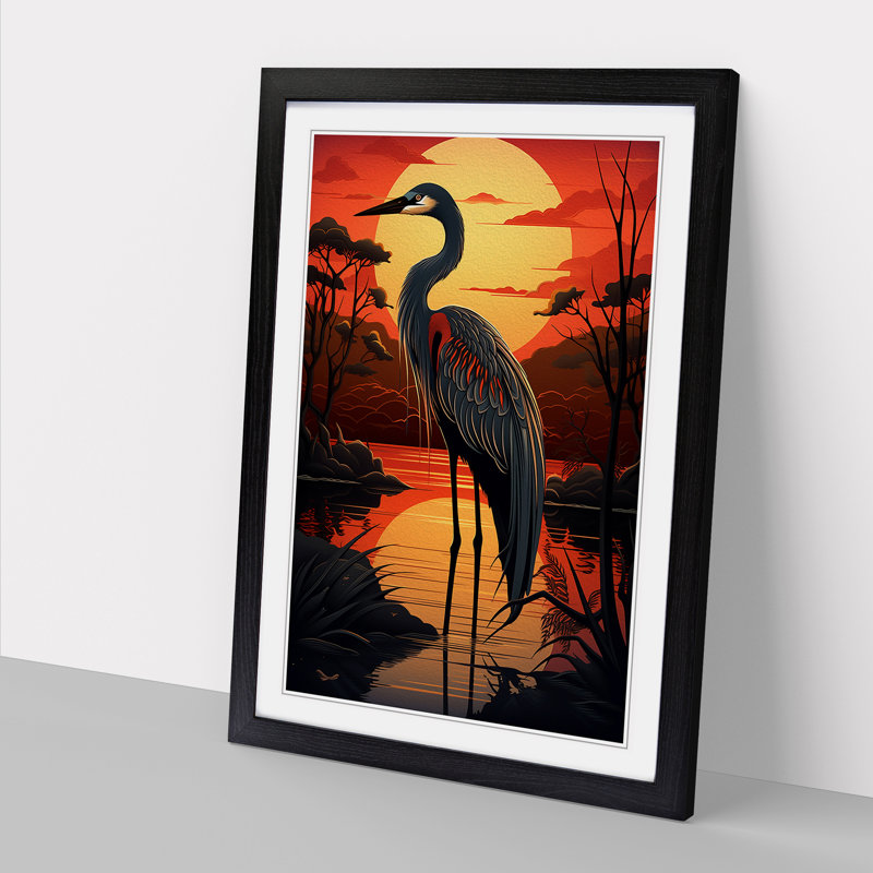 Heron Art Deco No.2 - Framed Print