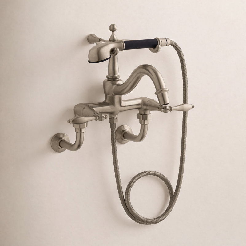 Finial Wall-Mounted Clawfoot Tub Faucet, Vibrant Polished Brass