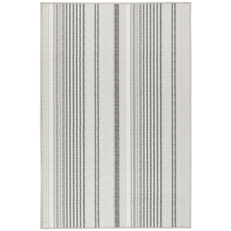Gradation Ticking Gray Machine Washable Rug