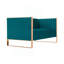 Causeuse 57 po en velours bleu sarcelle