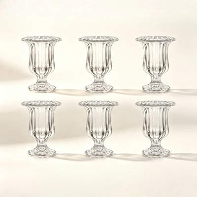 Ensemble de six vases de compote, petits vases sur pied pour centre de table, vases en cristal transparent en forme de coupe à fleurs pour mariages, fêtes et décoration intérieure.