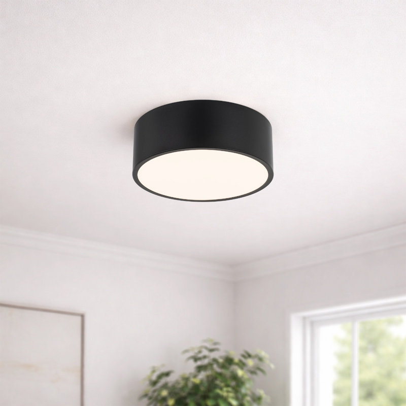 Tube 10in LED Round Flush Mount 25W 1,450 Lumens 5-CCT Selectable 2700-3000-3500-4000-5000K in Black, Black, 10in Size