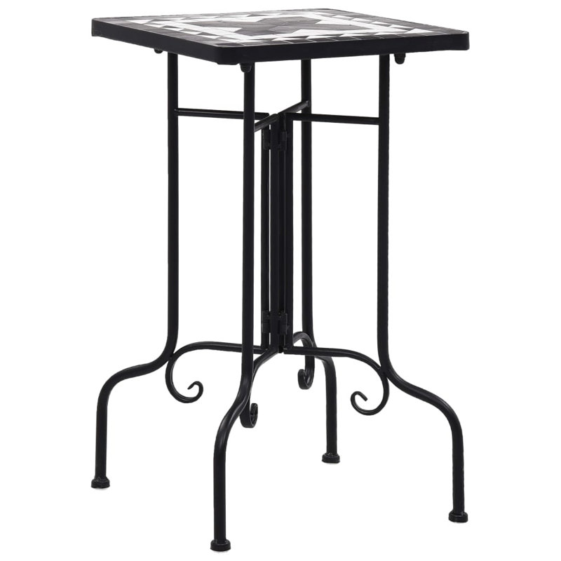 Petite table d'appoint en mosaïque durable en fer noir et blanc