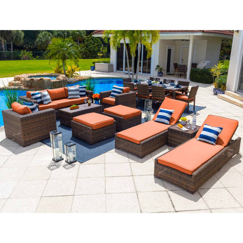 Centralmont 17 - Person Patio Conversation Set with Cushions, Brown, Sunbrella Canvas Tuscan