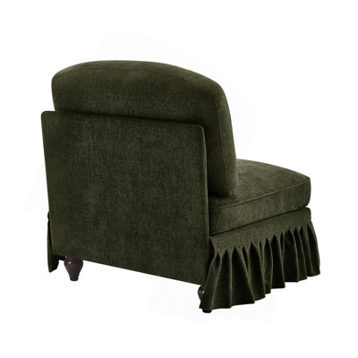 Armless Sofa Chenille W/1 Pillow -Green