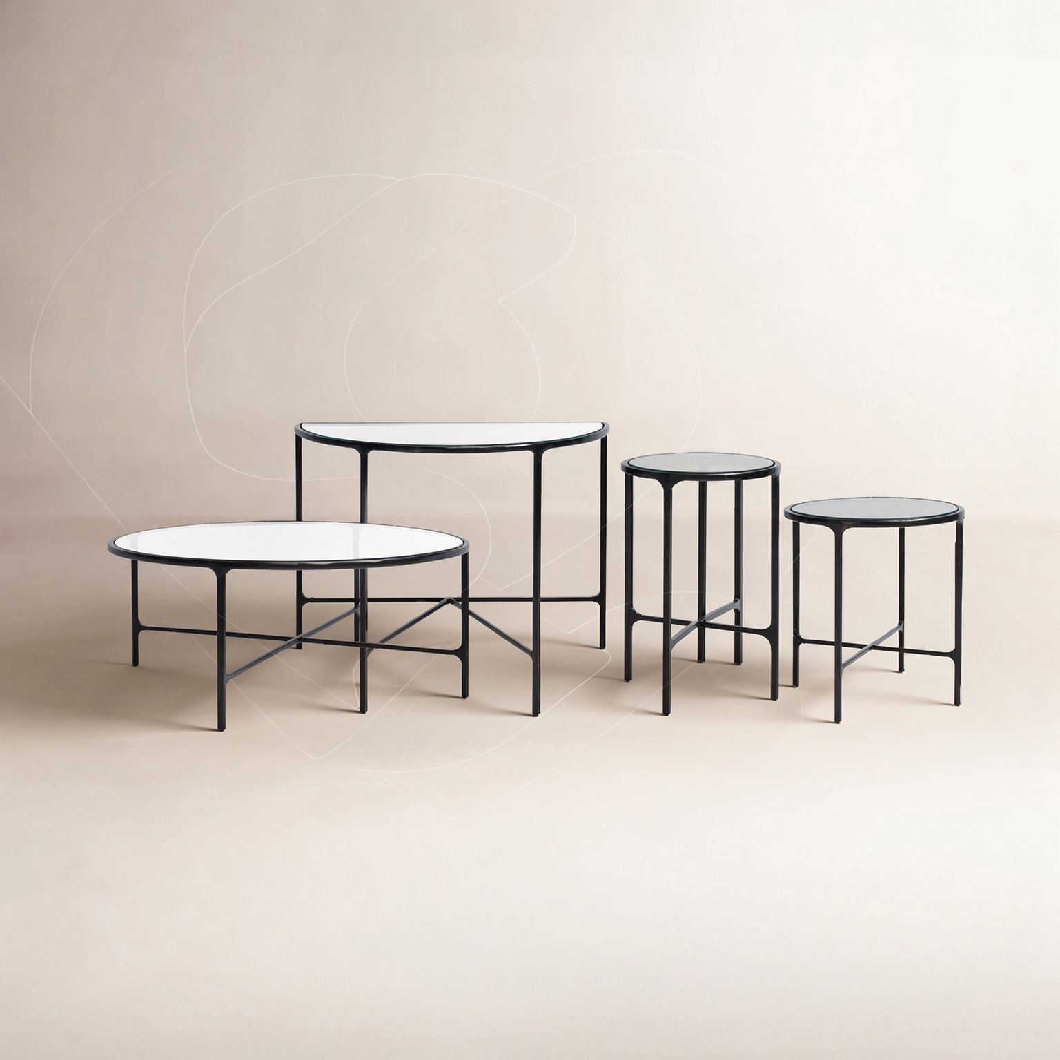 Evelynn 4-Piece Living Room Table Set, Black, Clear