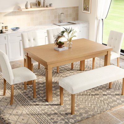 6 Dining Featuring Rectangular Table, Upholstered Chairs & Bench, Ideal For Home Decor And Use Modern With Legs Comfortable Backrests